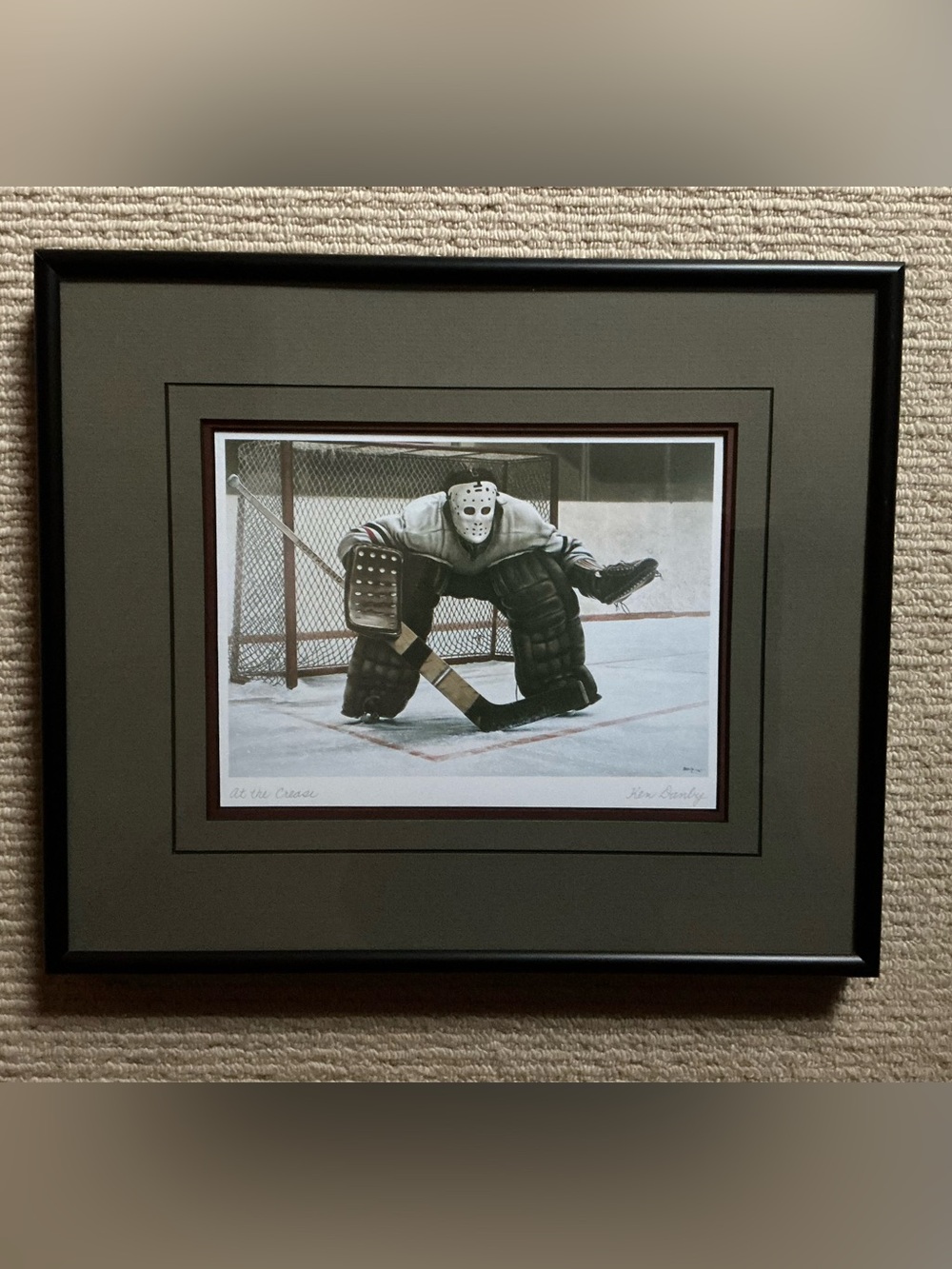 Signed KEN DANBY “At the Crease”(Framed)